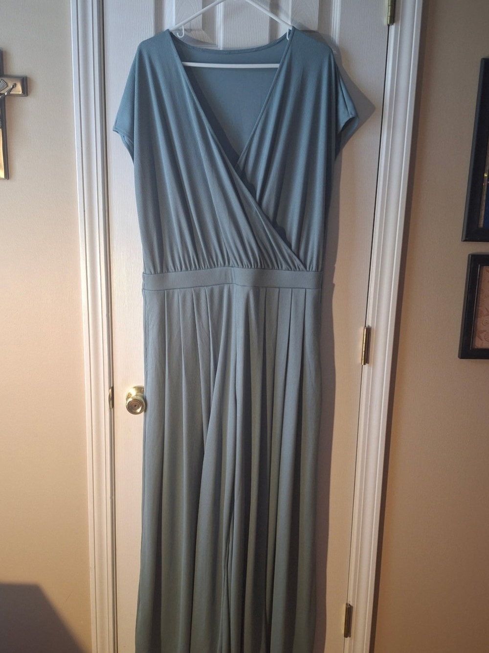 HALARA Sage Green Wrap-Front Jumpsuit